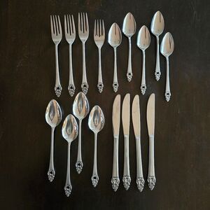 Vtg MCM Flatware Erica Stainless Japan 17 piece lot Forks‎ Spoons Knives Nordic